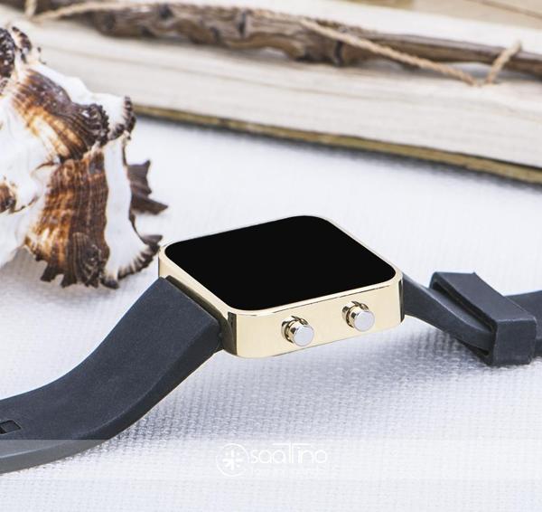 Gold Renk Dijital Led Ekran Siyah Silikon Kordonlu Yetişkin Kız Kadın Unisex Kol Saat ST-303723 - Image 1