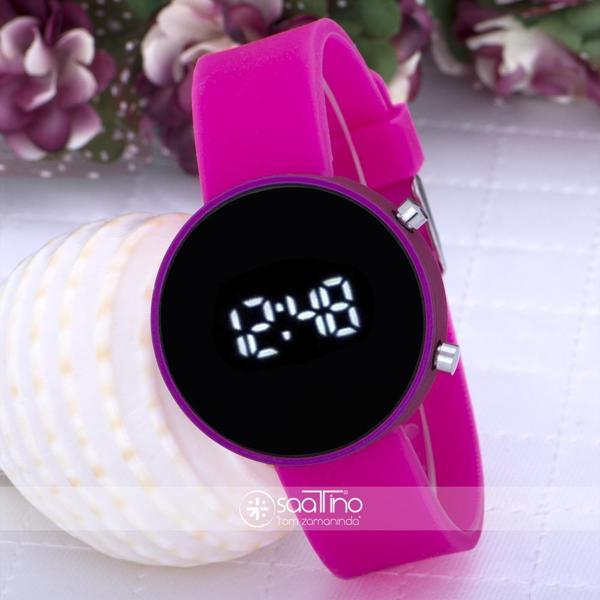 Pembe Renk Silikon Kordonlu Dijital Led Ekran Bayan Saat ST-303589 - Image 1