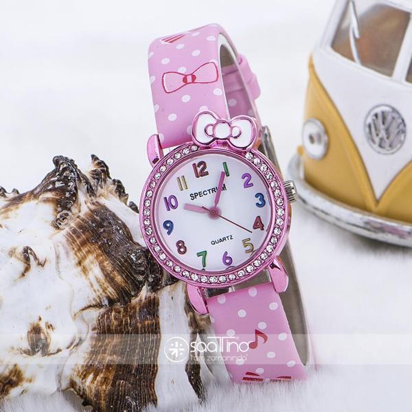 Pembe Taşlı Kasa Müzik Notalı Pembe Deri Kordonlu Kız Çocuk Saati ST-303600 - Image 1