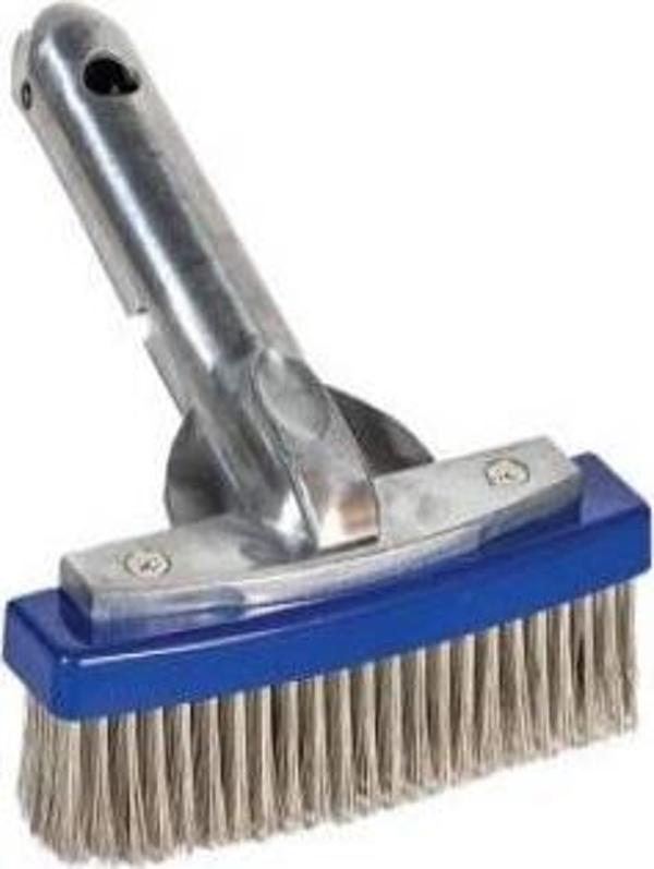 Krom Saplı Paslanmaz Klipsli Model Tel Havuz Fırçası 15 cm-Stainless Steel Algae Brush-ToptancıyızBiz - Image 1