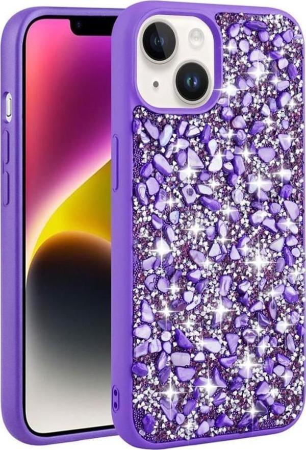 Apple iPhone 13 Kılıf Parlak Taşlı Tasarım Linea Kapak - Image 1