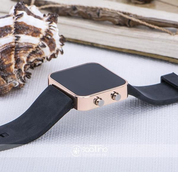 Rose Renk Led Ekran Siyah Silikon Kordonlu Yetişkin Kız Kadın Unisex Kol Saat ST-303724 - Image 1