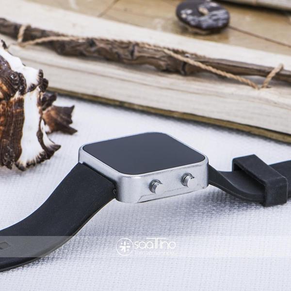 Yeni Silver Renk Led Ekran Siyah Silikon Kordonlu Yetişkin Kız Kadın Unisex Kol Saat ST-303725 - Image 1