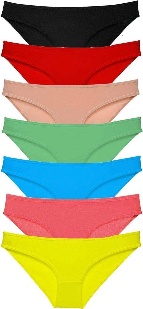 7 adet Süper Eko Set Likralı Kadın Slip Külot Çok Renkli - Image 1