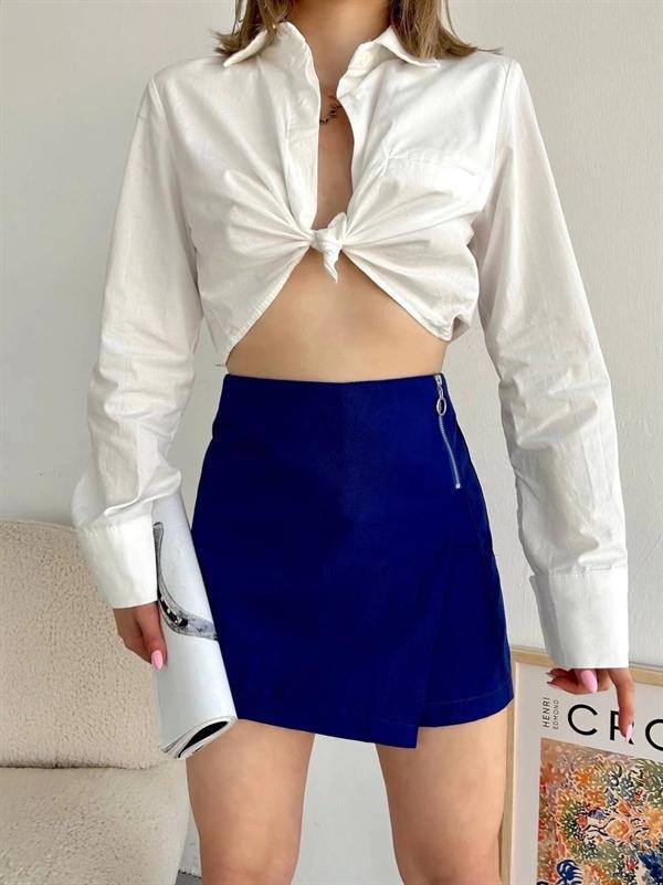Gabardin fermuarlı şort etek S24906 - Image 1