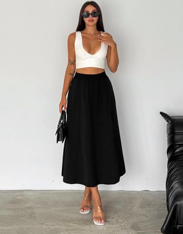 Beli Güpür Detaylı Şık Kadın Etek – Zarif ve Feminen Stil - Image 1