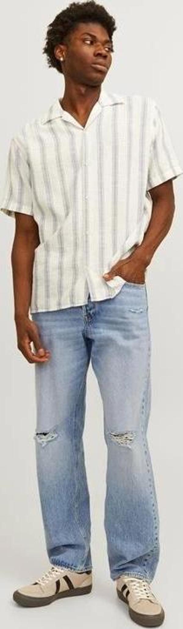 Boru Paça Yırtmaçlı %100 Pamuk Erkek Denim - Image 1