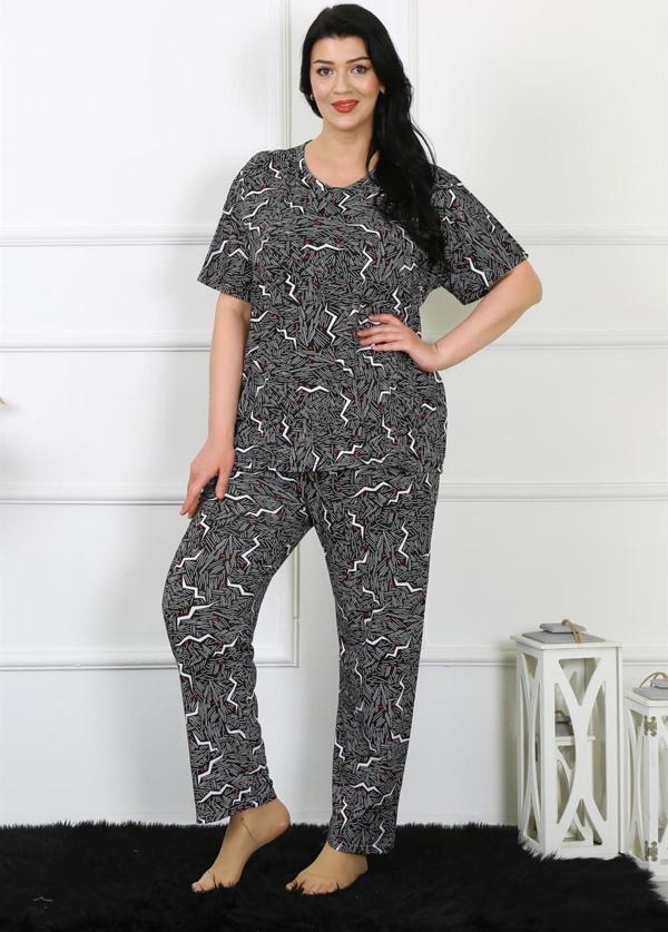 Celira Kadın 5XL-6XL-7XL-8XL Büyük Beden Kısa Kol Pijama Takım 75011 - Image 1