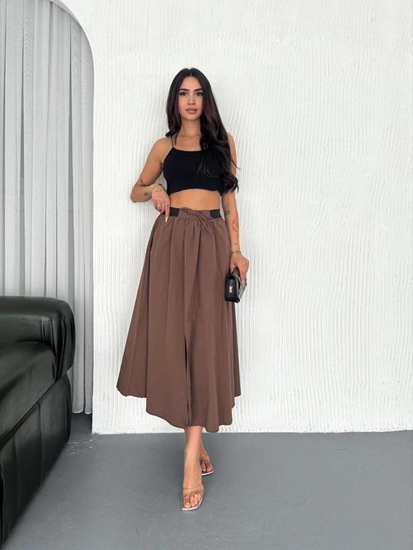 Kuş Gözlü Papırtaç Detaylı Yüksek Bel Şık Kadın Etek – Yeni Sezon - Image 1