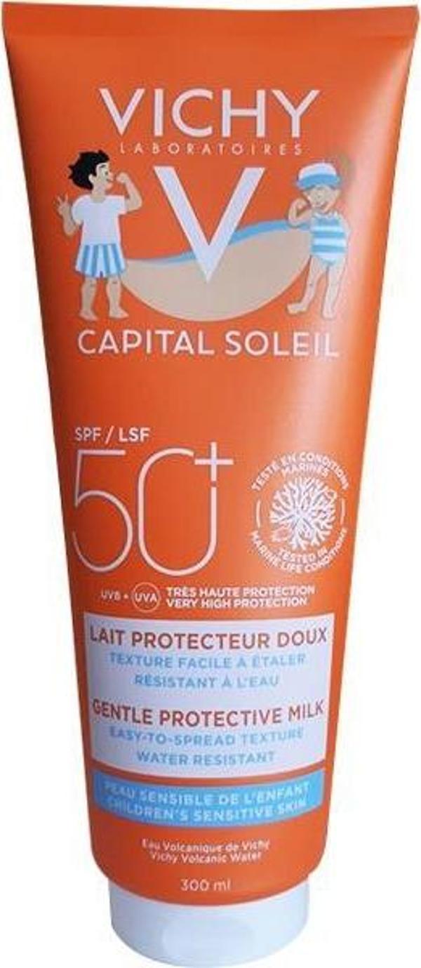 Vichy Capital Soleil Lait Enfants 50 Faktör Yüz ve Vücut Çocuk Güneş Sütü 300 ml - Image 1