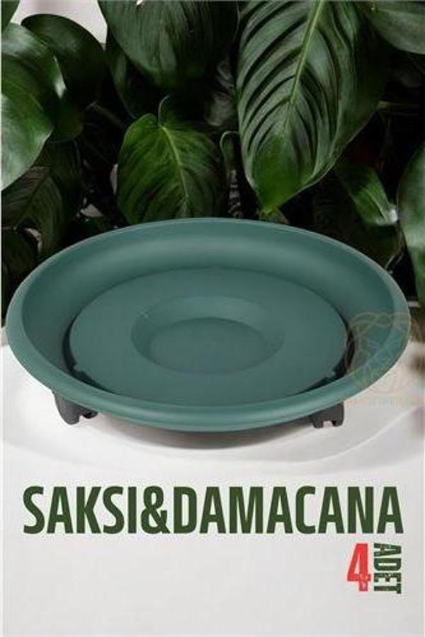 Findit Tekerlekli Saksı Altığı 4 ADET 37 CM YEŞİL - Image 1