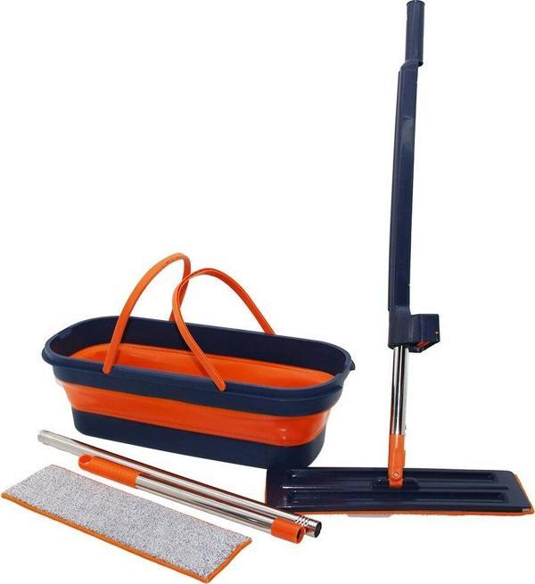 KENDİNDEN SIKMALI KATLANIR- TEKERLİ KOVALI MOP SETİ YEDEK BEZLİ360° BAŞLIK=11.5X41CM- SAP:130CM-Findit - Image 1