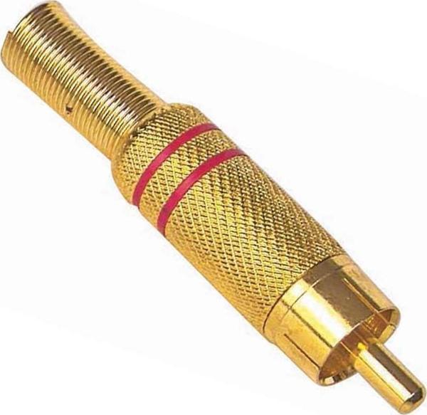 TOS FİŞ METAL ALTIN GOLD ERKEK KONNEKTÖR (SİYAH-KIRMIZI KODLU) RCA-Findit - Image 1
