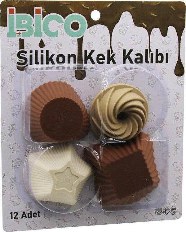 12PCS   RENKLİ SİLİKON  MUFFİN - KEK KALIP MİX ŞEKİL= 3-DİKDÖRTGEN - 3-YUVARLAK - 3-RÜZGAR GÜLÜ - 3-YILDIZ (2818) - Image 1