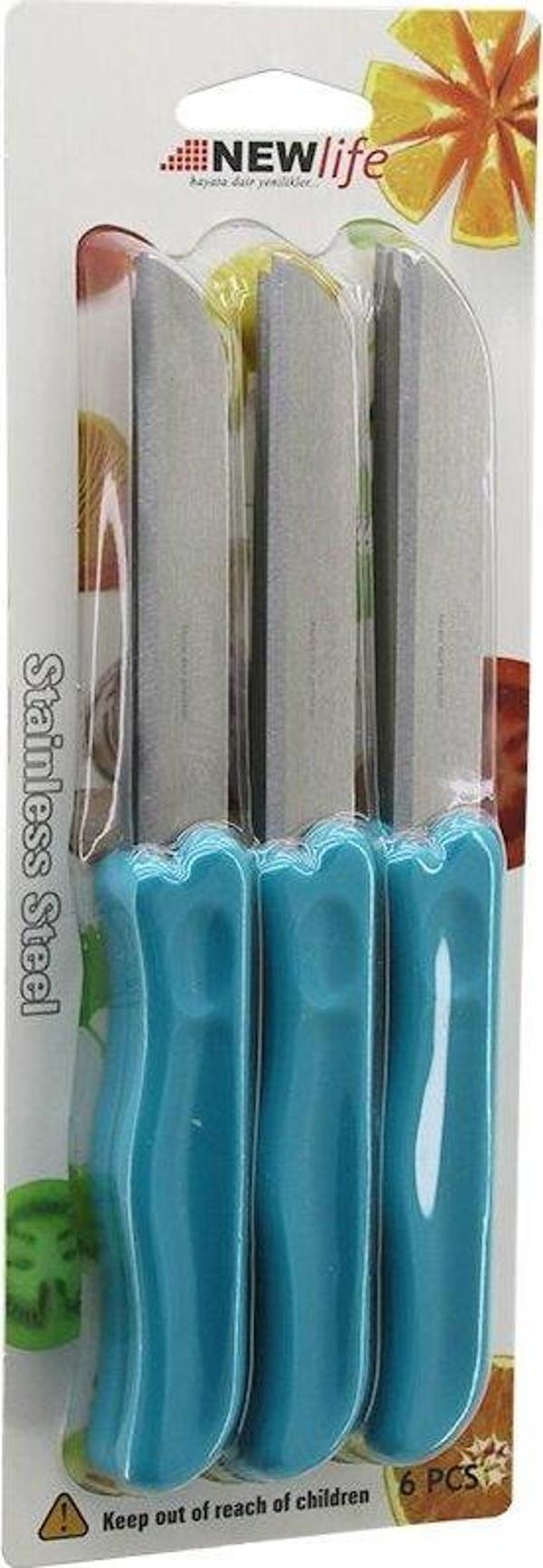6PCS  MEYVE  BIÇAK  RENKLİ PLASTİK SAPLI (2818) - Image 1