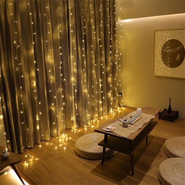 8 Fonksiyonlu 200 Led 10 Saçak Şerit Led 2x2 Perde İp Led (Gün Işığı)-Findit - Image 1