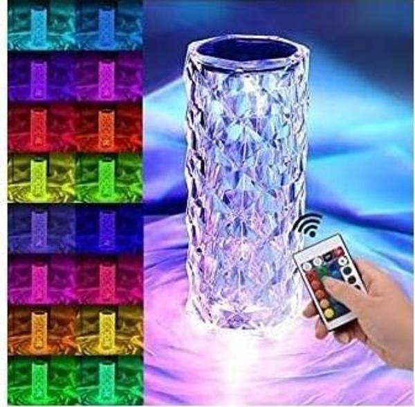 Kristal Elmas Masa Lambası 16 Renk USB Şarjlı Dokunmatik (2818) - Image 1