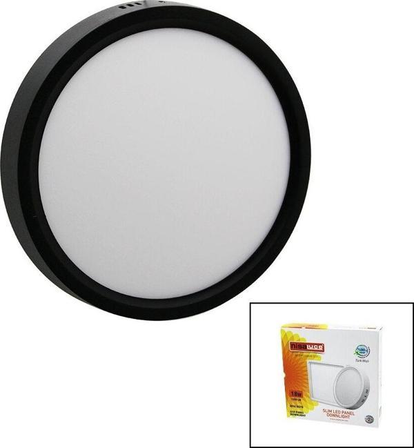 NİSALUCE EPL-18SÜ 18W SİYAH METAL KASA SIVA ÜSTÜ YUVARLAK LED SLİM PANEL 1260LM BEYAZ=6500K 30.000 SAAT ÖMÜR (2818) - Image 1