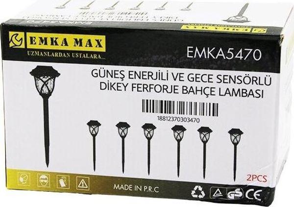 2PCS DİKEY FERFORJE GÜNEŞ ENERJİLİ SOLAR LED GECE SENSÖR BAHÇE LAMBASI 10X10X13CM+ÇUBUK=44CM (2818) - Image 1