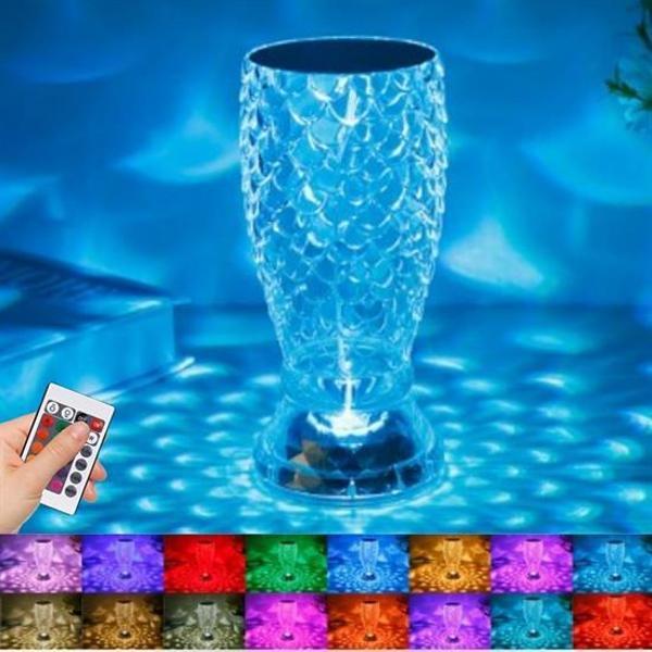 Balık Süzgeç Model USB Şarjlı Kumandalı 16Farklı Işık Modlu Masa Üstü Kristal Akrilik Led-Findit - Image 1