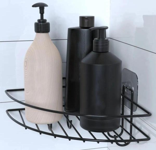 Yapışkanlı Banyo Köşeliği Kancalı Köşe Rafı Duş Şampuanlık Duvar Düzenleyici Organizer Raf-Findit - Image 1