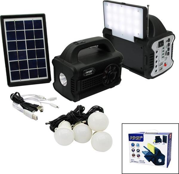 3IN1 - SOLAR 2İN1 SABİT+OYNAR BAŞLI EL FENERİ - RADYO - MP3 BLUETOOTH - USB/ TF PORT - 4 PARÇA  AMPUL KABLOLU - PO WERBA - Image 1