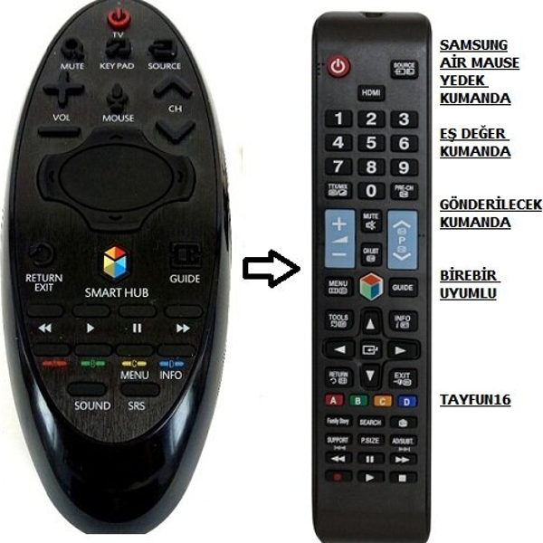 SAMSUNG ile uyumlu SİHİRLİ AIR MAUSE SMART TV YEDEK KUMANDASI - Image 1