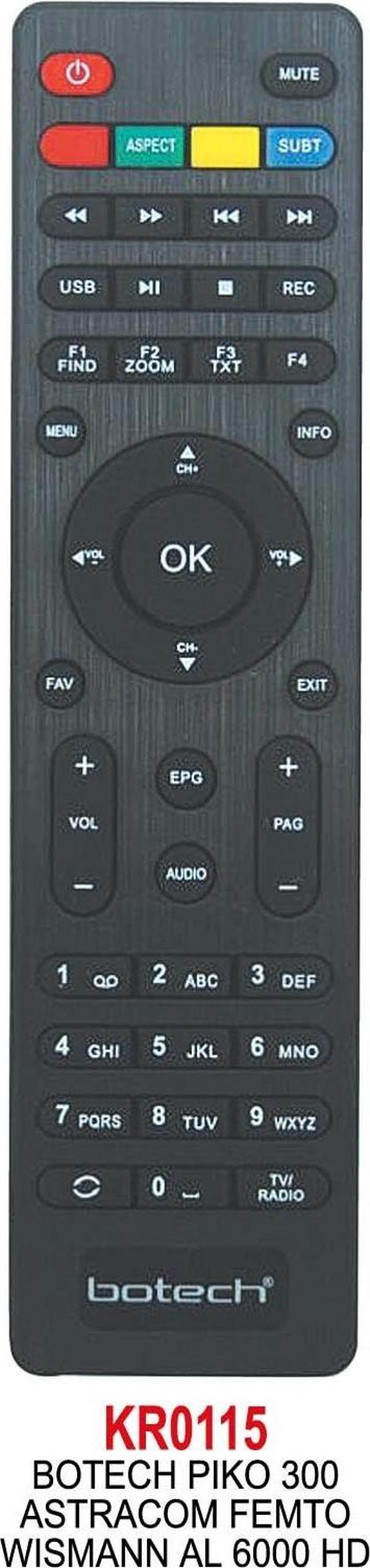 BOTECH PIKO 300-ASTRACOM FEMTO-WISMANN AL 6000 HD - POLSAT COOPER HD KUMANDA - Image 1