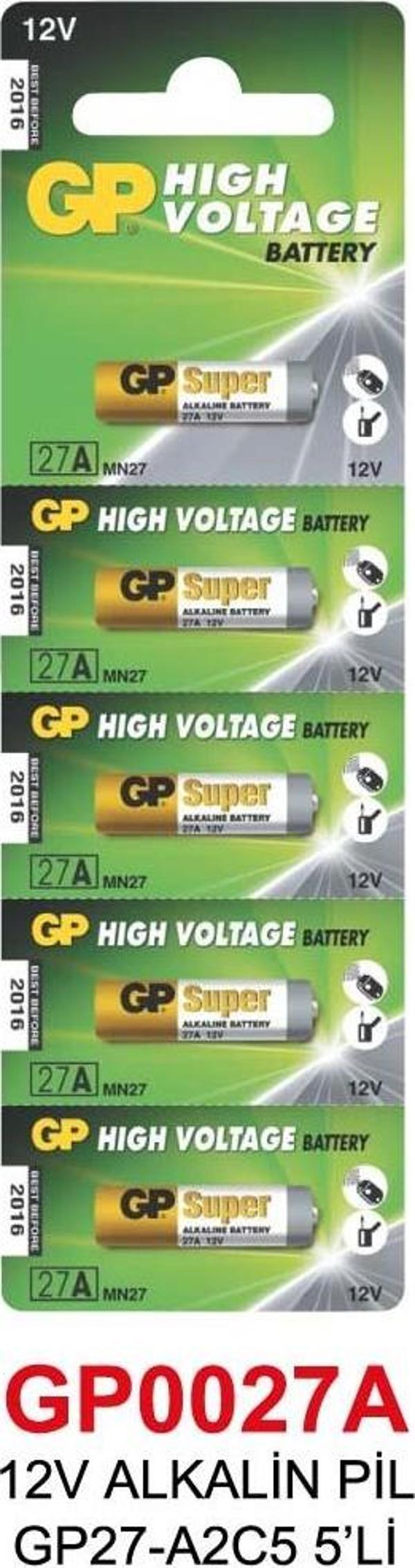 12V ALKALİN PİL GP27-A2C5 5’Lİ - Image 1