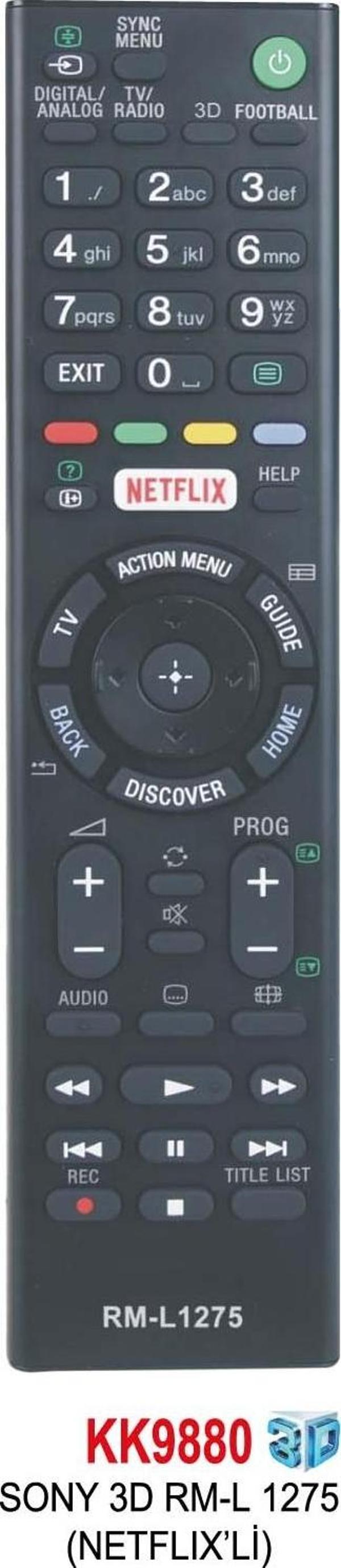 SONY 3D RM-L 1275 (NETFLIX’Lİ)  Lcd KUMANDA - Image 1