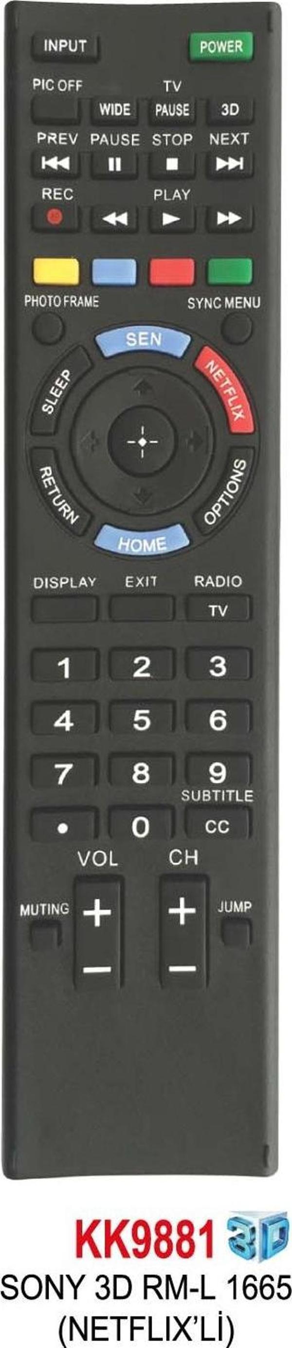 SONY 3D RM-L 1665 (NETFLIX’Lİ) Lcd  KUMANDA - Image 1