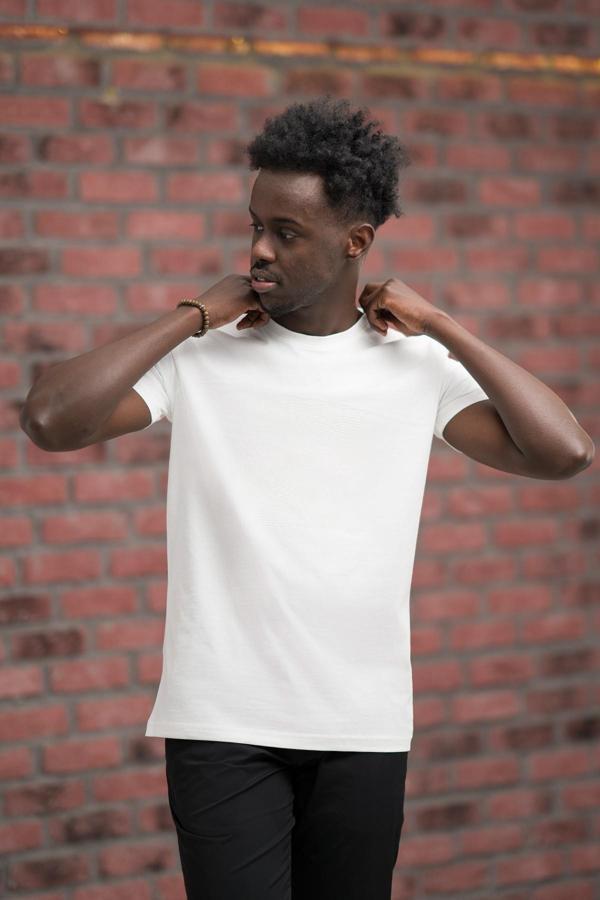 Slim Fit Pamuklu Önü Baskılı Sıfır Yaka T-Shirt - Image 1