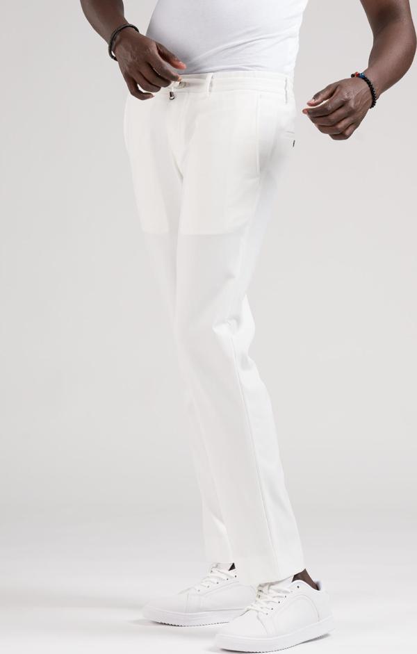 Slimfit Beli Lastikli Ve İplikli Jogger Düz Kumaş Pantolon - Image 1