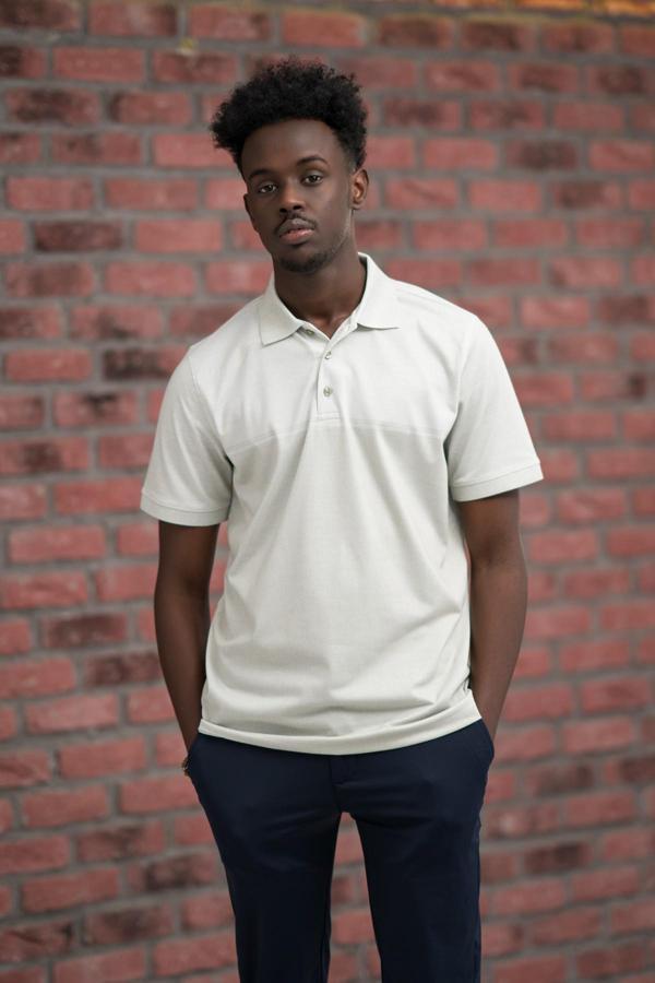 Advante Regular Fit Likralı Pano Desenli Polo Yaka T-shirt - Image 1