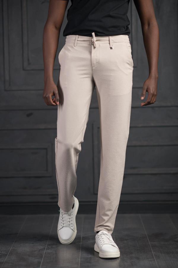 Slimfit Beli Lastikli Ve İplikli Likralı Gofre Kumaş Jogger Pantolon  - Image 1