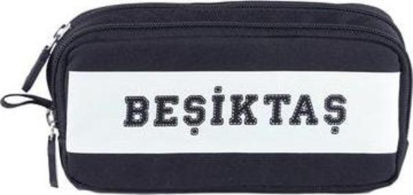 Bjk Beşiktaş Beyaz Garni Çift Gözlü Kalem Çantası - Image 1