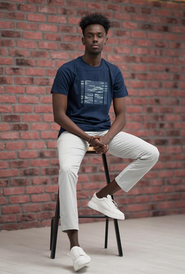 Slim Fit Sıfır Yaka Baskılı Pamuklu T-Shirt - Image 1