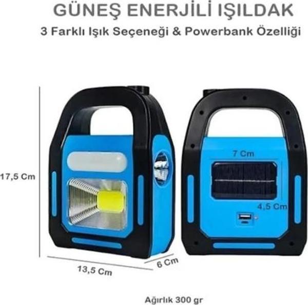 Güneş Enerjili Işıldak ve Powerbank Özellikli Kamp Lambası - Image 1