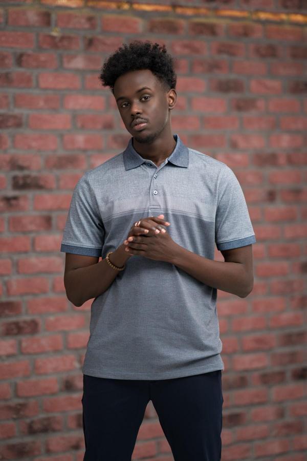 Advante Regular Fit Likralı Pano Desenli Polo Yaka T-shirt - Image 1