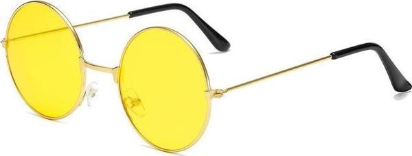 Yuvarlak Cam John Lennon Tarzı Gold Çerçeveli Sarı Gözlük - Image 1