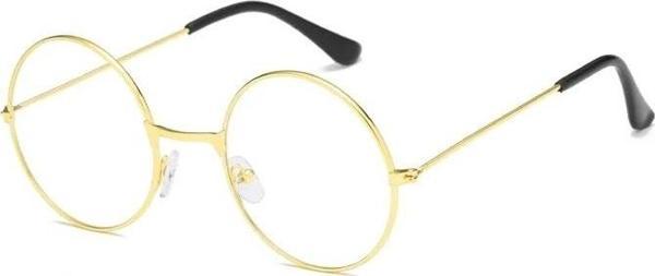 John Lennon Tarzı Gold Çerçeveli Şeffaf Gözlük - Image 1