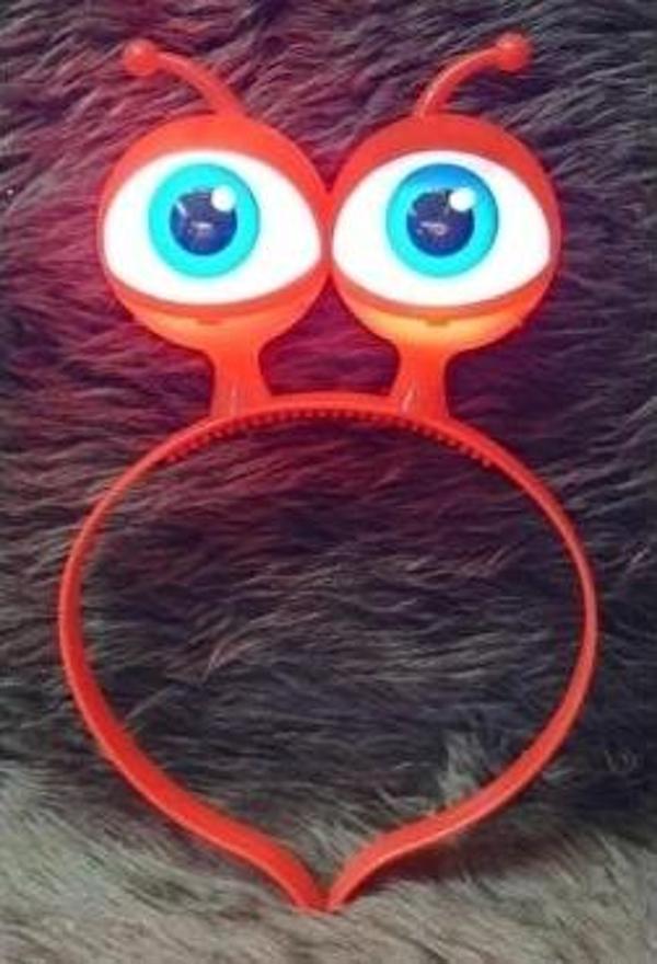 Led Işıklı & Pilli Uzaylı Göz Parti Tacı Kırmızı Renk - Image 1
