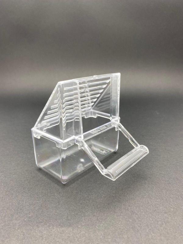Tisert Elekli Tırnaklı Kuş Yemlik - Şeffaf Yemlik ***2 Adet*** - 3,5 X 7 X 7,5 Cm ***2Li Set*** - Image 1