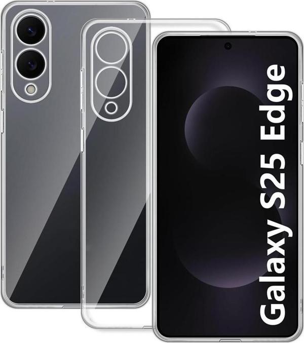 Samsung Galaxy S25 Edge Kılıf Kamera Korumalı Silikon Şeffaf Kapak - Image 1