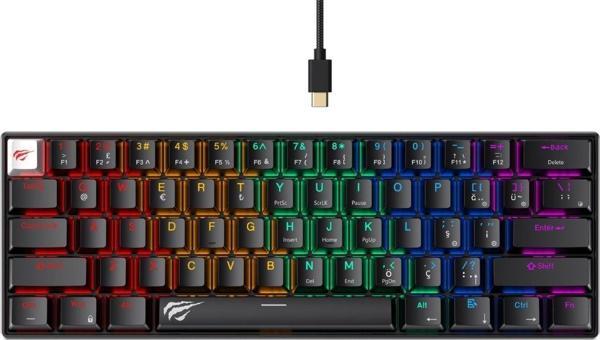 Havit Gamenote Kb903L %60 Mekanik Blended Aydınlatma Oyuncu Klavyesi - 61 Tuş - Red Switch - Türkçe Q Siyah  - Image 1