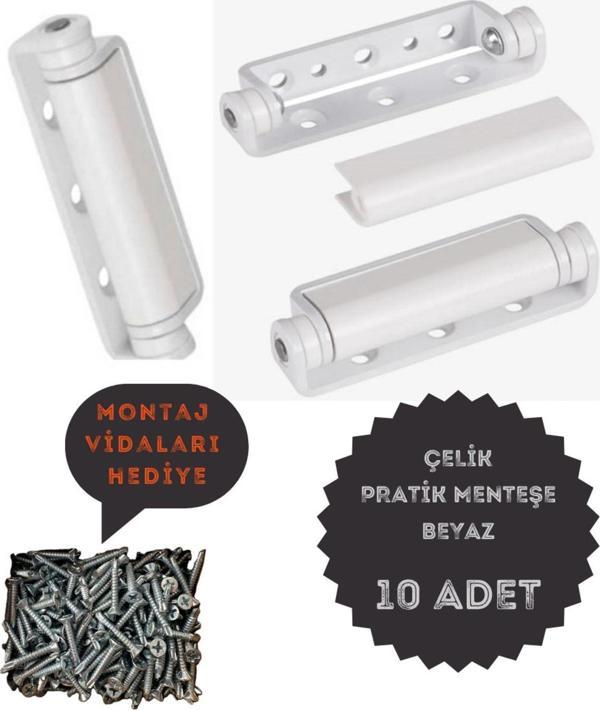 Özfırat Pvc Yapı Pvc Pimapen Kapı Pencere Pratik Çelik Menteşe 80Mm Beyaz (10 Adet) Vidalar Dahil  - Image 1