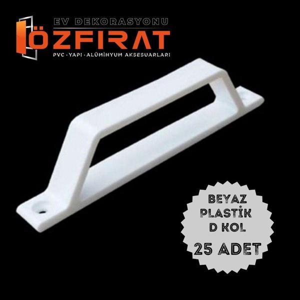 Özfırat Pvc Yapı Pimapen Pvc Pencere Kapı Sineklik Kolu Beyaz Plastik D Tutamağı D Kol 25 Adet  - Image 1