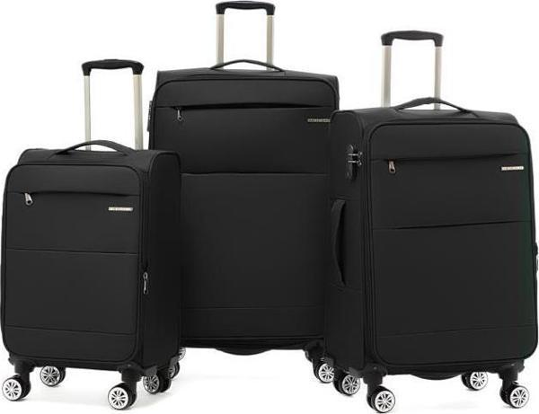 Louisiana Polo 3'lü Valiz Seti Lüx Kumaş Valiz Siyah 2082 - Image 1