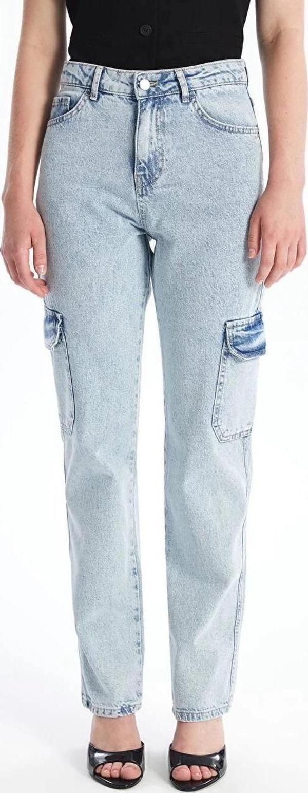 Kargo cep kar yıkama jeans pantolon - Image 1