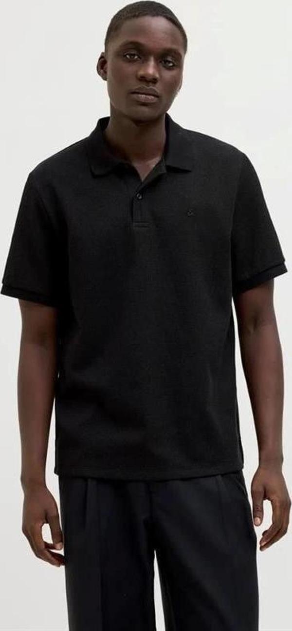 12268130 Likralı Polo Yaka Erkek Tshirt Siyah - Image 1